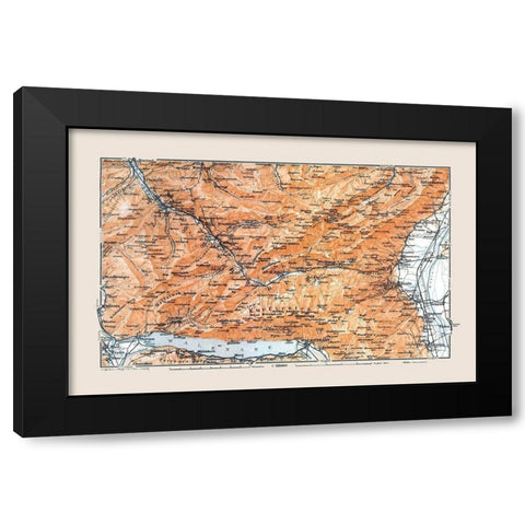 Toggenburg Region Switzerland - Baedeker 1921 Black Modern Wood Framed Art Print with Double Matting by Baedeker