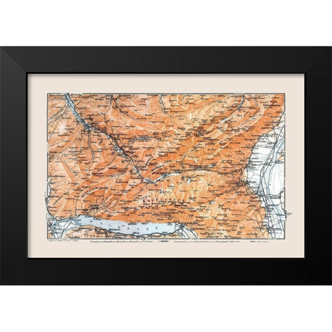 Toggenburg Region Switzerland - Baedeker 1921 Black Modern Wood Framed Art Print by Baedeker