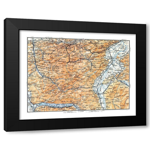 St Gallen Region Switzerland - Baedeker 1921 Black Modern Wood Framed Art Print with Double Matting by Baedeker