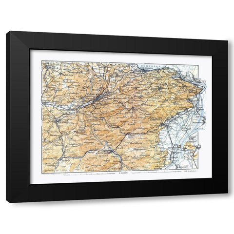 Northeastern Switzerland - Baedeker 1921 Black Modern Wood Framed Art Print by Baedeker