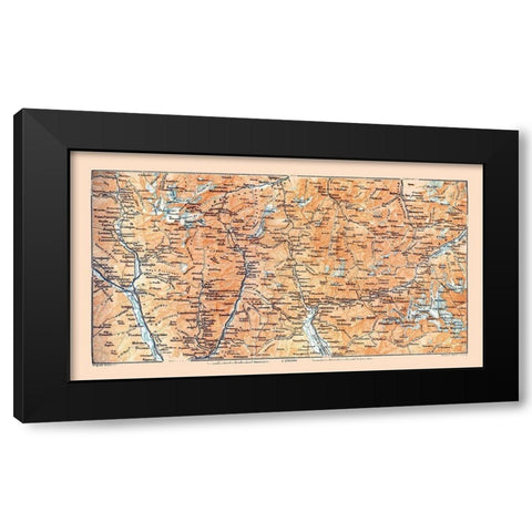 Southeast Switzerland - Baedeker 1921 Black Modern Wood Framed Art Print by Baedeker