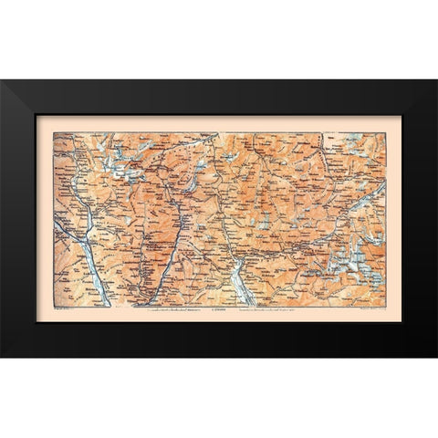 Southeast Switzerland - Baedeker 1921 Black Modern Wood Framed Art Print by Baedeker