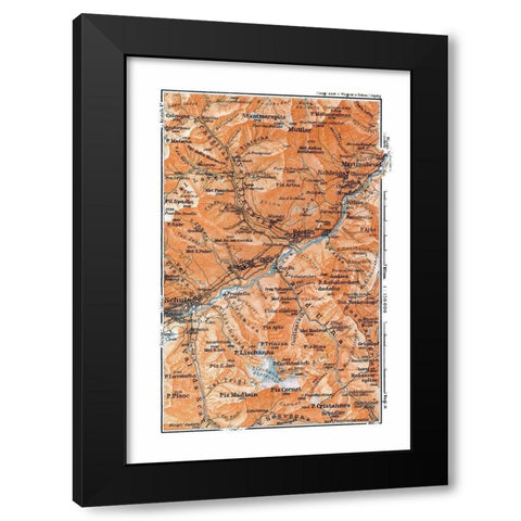 Martinsbruck Region Switzerland - Baedeker 1921 Black Modern Wood Framed Art Print with Double Matting by Baedeker