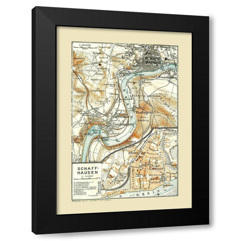 Schaffhausen Switzerland - Baedeker 1921 Black Modern Wood Framed Art Print with Double Matting by Baedeker