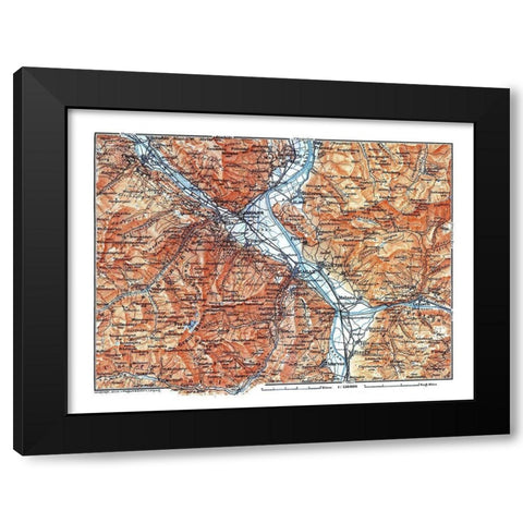 Eastern Switzerland - Baedeker 1921 Black Modern Wood Framed Art Print with Double Matting by Baedeker