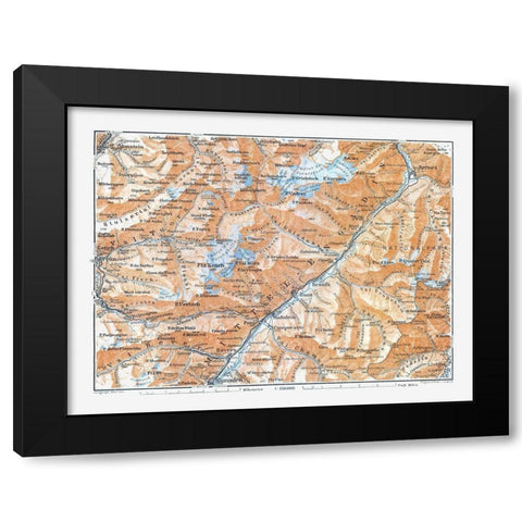 Engadin Region Switzerland - Baedeker 1921 Black Modern Wood Framed Art Print with Double Matting by Baedeker