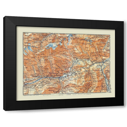 Ilanz Region Switzerland - Baedeker 1921 Black Modern Wood Framed Art Print with Double Matting by Baedeker