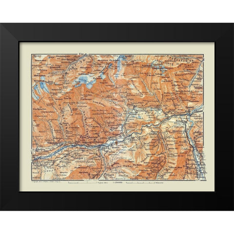 Ilanz Region Switzerland - Baedeker 1921 Black Modern Wood Framed Art Print by Baedeker