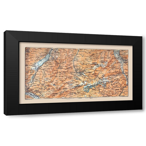 Engelberg Region Switzerland - Baedeker 1921 Black Modern Wood Framed Art Print by Baedeker