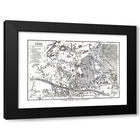 Chur Switzerland - Baedeker 1921 Black Modern Wood Framed Art Print by Baedeker