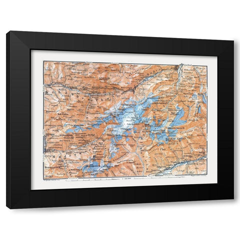 Bifertenstock Region Switzerland - Baedeker 1921 Black Modern Wood Framed Art Print with Double Matting by Baedeker