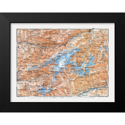 Bifertenstock Region Switzerland - Baedeker 1921 Black Modern Wood Framed Art Print by Baedeker