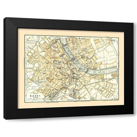 Basel Switzerland - Baedeker 1921 Black Modern Wood Framed Art Print by Baedeker