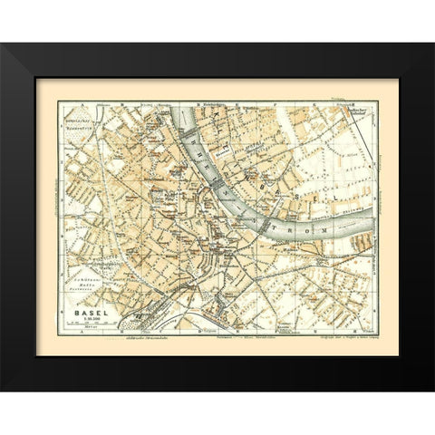 Basel Switzerland - Baedeker 1921 Black Modern Wood Framed Art Print by Baedeker