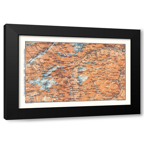 Gries Glacier Region Switzerland - Baedeker 1921 Black Modern Wood Framed Art Print with Double Matting by Baedeker