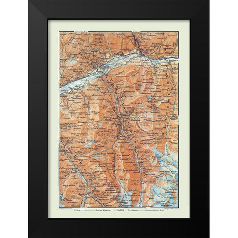 Val dAnniviers Region Switzerland - Baedeker 1921 Black Modern Wood Framed Art Print by Baedeker