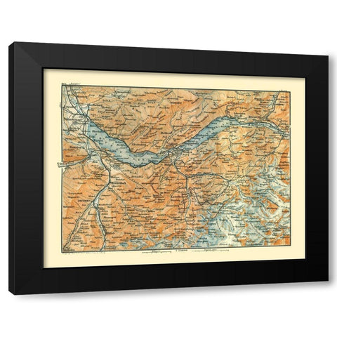 Switzerland - Baedeker 1921 Black Modern Wood Framed Art Print with Double Matting by Baedeker