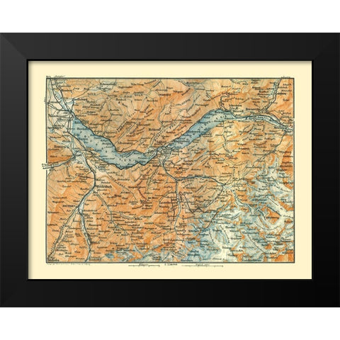 Switzerland - Baedeker 1921 Black Modern Wood Framed Art Print by Baedeker