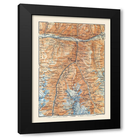 Stalden Region Switzerland - Baedeker 1921 Black Modern Wood Framed Art Print by Baedeker