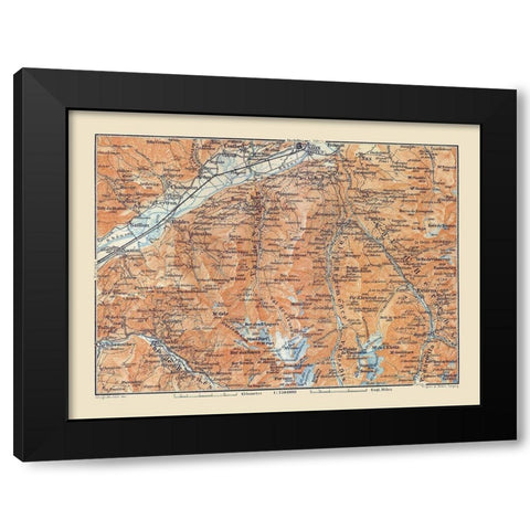 South Sion Region Switzerland - Baedeker 1921 Black Modern Wood Framed Art Print by Baedeker