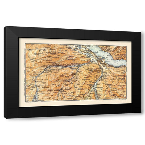 Zweisimmen Switzerland - Baedeker 1921 Black Modern Wood Framed Art Print by Baedeker