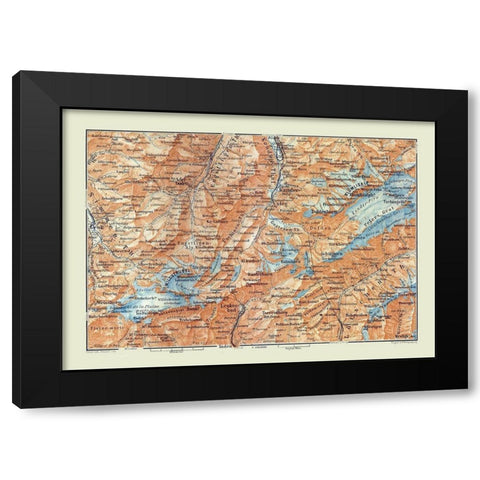 Kandersteg Region Switzerland - Baedeker 1921 Black Modern Wood Framed Art Print with Double Matting by Baedeker