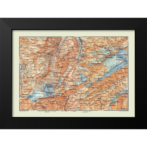 Kandersteg Region Switzerland - Baedeker 1921 Black Modern Wood Framed Art Print by Baedeker