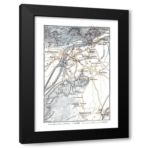 Interlaken Region Switzerland - Baedeker 1921 Black Modern Wood Framed Art Print with Double Matting by Baedeker
