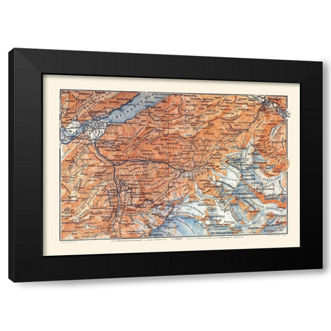 Grindelwald Region Switzerland - Baedeker 1921 Black Modern Wood Framed Art Print by Baedeker