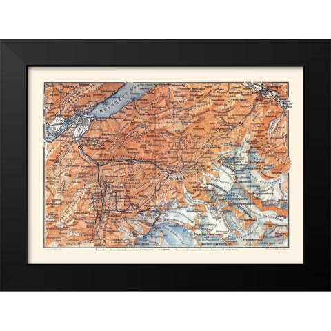 Grindelwald Region Switzerland - Baedeker 1921 Black Modern Wood Framed Art Print by Baedeker