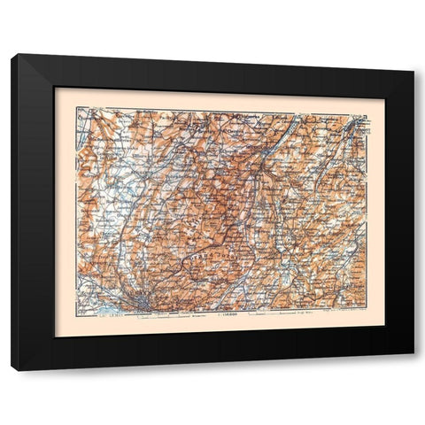 Savigny Region Switzerland - Baedeker 1921 Black Modern Wood Framed Art Print by Baedeker