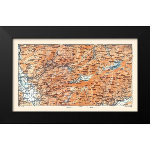 Diablerets Region Switzerland - Baedeker 1921 Black Modern Wood Framed Art Print by Baedeker