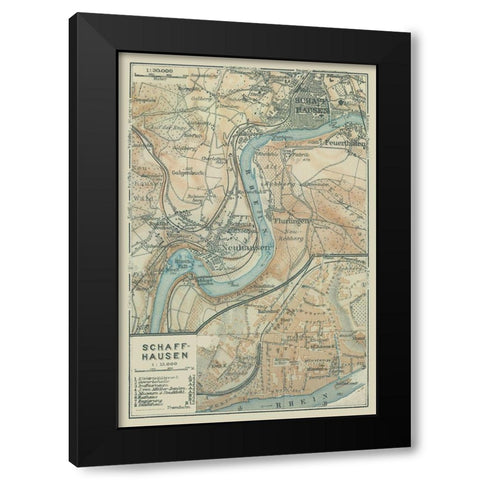 Schaffhausen Switzerland - Baedeker 1914 Black Modern Wood Framed Art Print with Double Matting by Baedeker