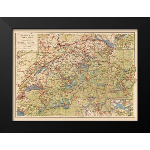 Switzerland - 1922 Black Modern Wood Framed Art Print by Unknown