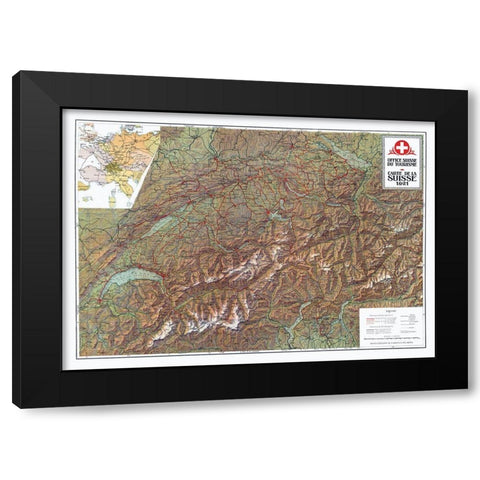 Switzerland - 1921 Black Modern Wood Framed Art Print with Double Matting by Suisse