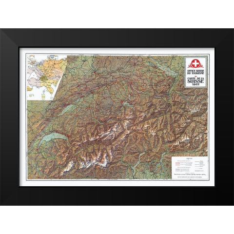 Switzerland - 1921 Black Modern Wood Framed Art Print by Suisse