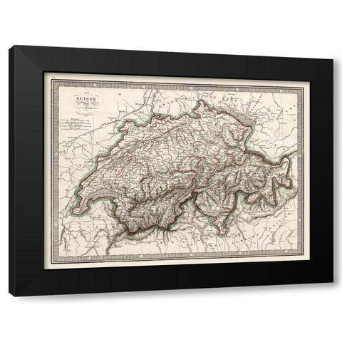 Switzerland - Monin 1839 Black Modern Wood Framed Art Print with Double Matting by Monin