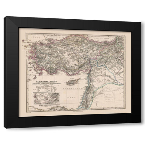 Asia Minor Syria Turkey - Stieler 1885 Black Modern Wood Framed Art Print with Double Matting by Stieler