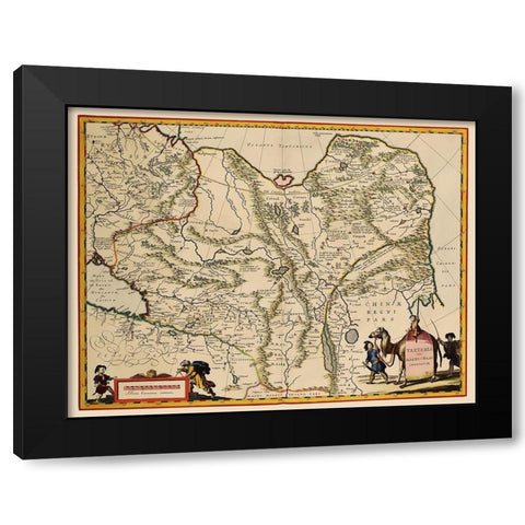 Tartary Region Asia - Blaeu 1630 Black Modern Wood Framed Art Print with Double Matting by Blaeu