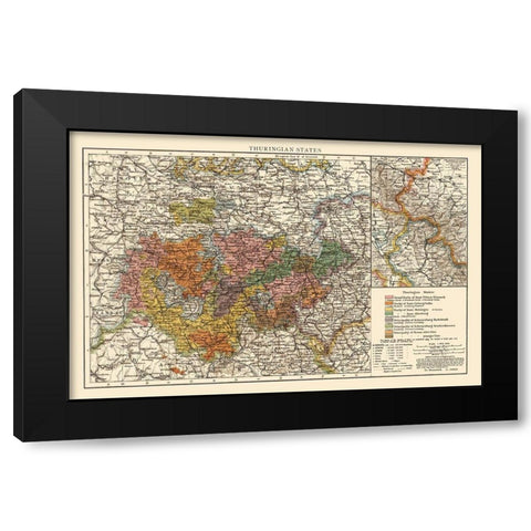Thuringen State Germany - Andree 1895 Black Modern Wood Framed Art Print by Andree