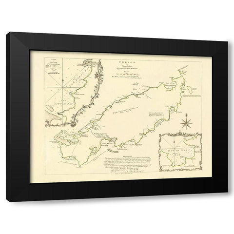 Caribbean Tobago - Jefferys 1765 Black Modern Wood Framed Art Print with Double Matting by Jefferys