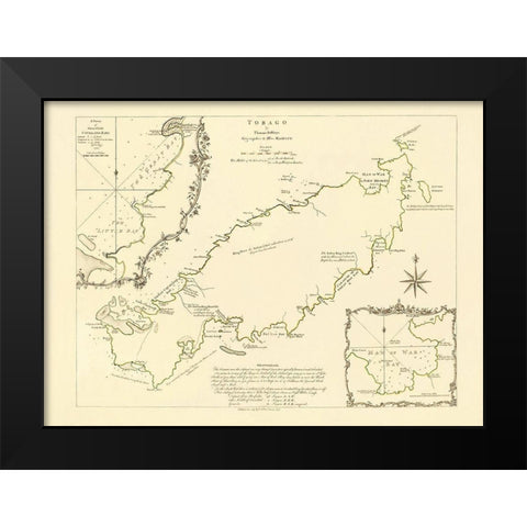 Caribbean Tobago - Jefferys 1765 Black Modern Wood Framed Art Print by Jefferys