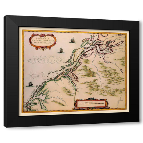 Trondheim Region Norway - Jansson 1662 Black Modern Wood Framed Art Print by Jansson