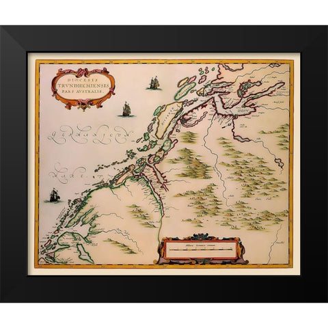 Trondheim Region Norway - Jansson 1662 Black Modern Wood Framed Art Print by Jansson