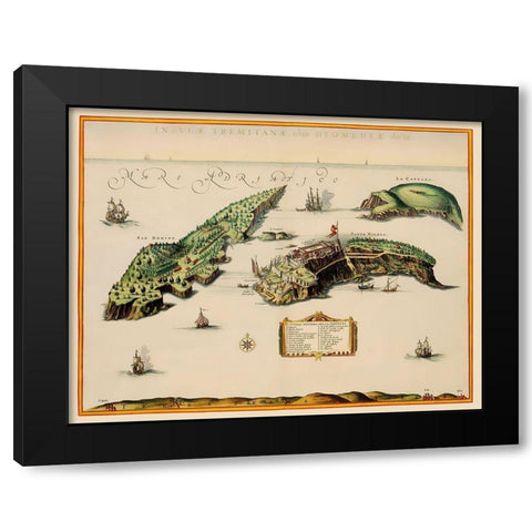 Isole Tremiti Italy - Blaeu 1662 Black Modern Wood Framed Art Print with Double Matting by Blaeu