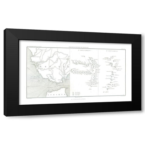 Battle of Trafalgar, Field Plan - Thiers 1866 Black Modern Wood Framed Art Print with Double Matting by Unknown