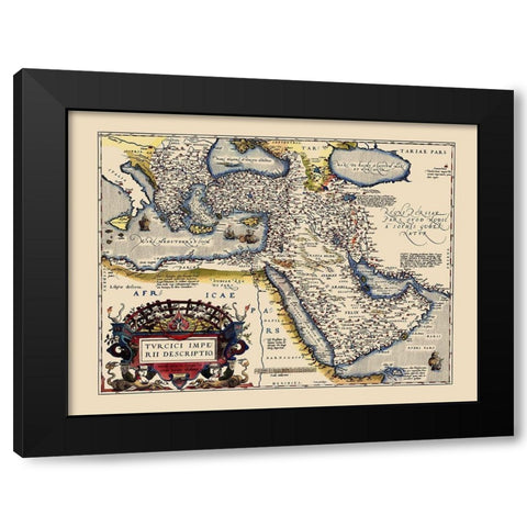 Ottoman Empire - Ortelius 1595 Black Modern Wood Framed Art Print by Ortelius