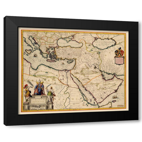 Turkish Empire - Blaeu 1635 Black Modern Wood Framed Art Print by Blaeu