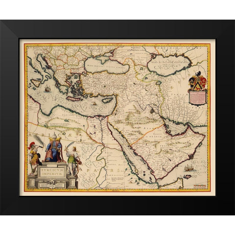 Turkish Empire - Blaeu 1635 Black Modern Wood Framed Art Print by Blaeu