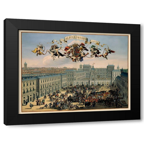 Piazza Castello Turin Italy - DeHooghe 1682 Black Modern Wood Framed Art Print with Double Matting by De Hooghe